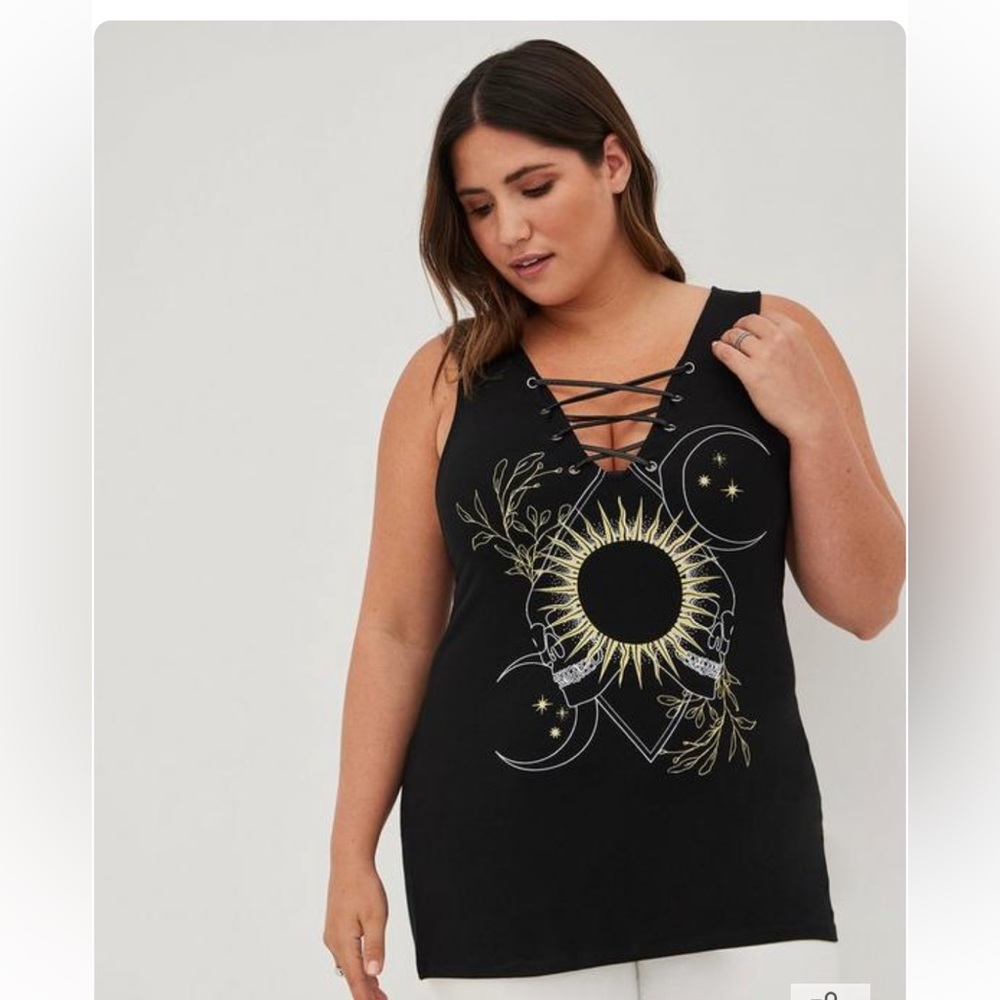 Torrid foxy tarot lace up tank